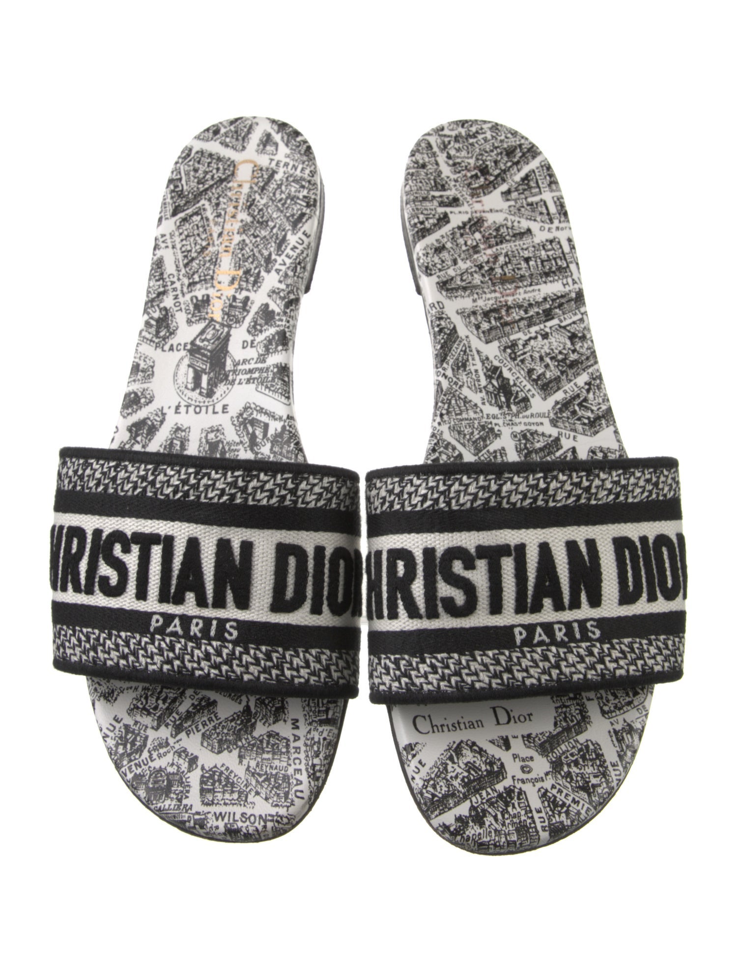 Christian Dior Printed Embroidered Accent Slides